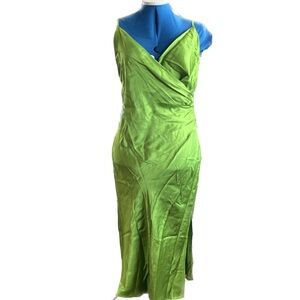 NWT Zara green satin dress